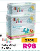 Little One Baby Wipes 3 x 80s-For 2