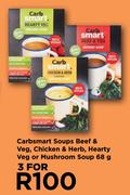 Carbsmart Soups Beef & Veg, Chicken & Herb, Hearty Veg Or Mushroom Soup-For 3 x 68g