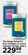 The Happy Being Co Pure Collagen Or Cocoa Collagen Powder-400g Each