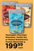 Wazoogles Chocolate Moondust,Vanilla Sky Or Peanut Butterlicious Protein Blend-500g Each
