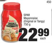 Spar Mayonnaise (Orignal Or Tangy)-750g Each