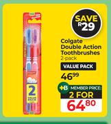 Colgate Double Action Toothbrushes (2-Pack)-For 2 
