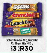 Cadbury Crunchie 40g, Lunch Bar, P.S 48g Or 5 Star 48.5g-For Any 3