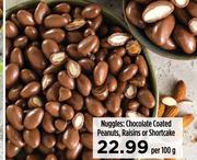 Chocolate Coated Peanuts, Raisins Or Shortcake-Per 100g