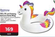 Bestway 119 x 91cm Fantasy Unicorn Swim Ring 3945268