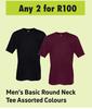 Men's Basic Round Neck Tee Assorted Colours-For 2