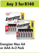 Energizer Max AA Or AAA 4 + 2 Pack-For 2