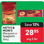 Fatti's & Moni's Macaroni Or Spaghetti-For Any 2 x 500g