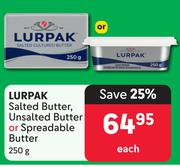 Lurpak Salted Butter Unsalted Butter or Spreadable Butter-250g Each