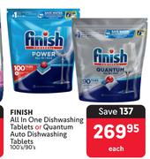 Finish All In One Dishwashing Tablets Or Quantum Auto Dishwashing Tablets-100's/90'S Each