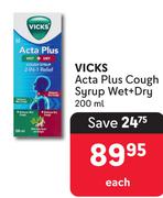 Vicks Acta Plus Cough Syrup Wet + Dry-200ml Each