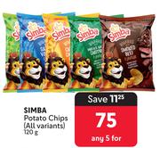Simba Potato Chips (All Variants)-For Any 5 x 120g