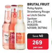 Brutal Fruit Ruby Apple, Strawberry Rouge Or Litchi Seche Spritzer-24 x 275ml Per Case