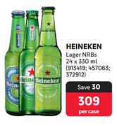 Hieneken Lager NRB's-24 x 330ml Per Case