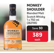 Monkey Shoulder Blended Malt Scotch Whisky-750ml Each