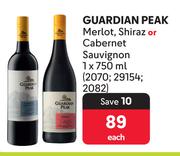 Guardian Peak Merlot, Shiraz Or Cabernet Sauvignon-750ml Each