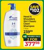Head & Shoulders 2 In 1 Classic Clean Shampoo-For 2 x 1L