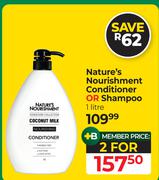 Nature's Nourishment Conditioner Or Shampoo-For 2 x 1L