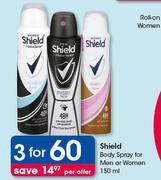 Shield Body Spray Or Men Or Women-3 x 150ml