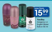 Yardley Gorgeous Or English Blazer Roll-On-50ml Each