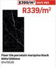 Floor Tile Porcelain Marquina Black 600 x 120mm 81479528-Per Sqm