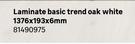 Laminate Basic Trend Oak White 1376 x 193 x 6mm 81490975-Per Sqm