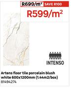 Artens Floor Tile Porcelain Blush White 600 x 120mm (1.44 Sqm/Box) 81494274-Per Sqm