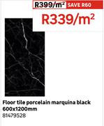 Floor Tile Porcelain Marquina Black 600 x 120mm 81479528-Per Sqm