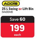 Addis 25L Swing Or Lift Bin-Each