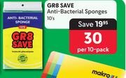 GR8 Save Anti Bacterial Sponges-Per 10 Pack