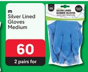 M Silver Lined Gloves Medium-For 2 Pairs