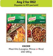 Knorr Meal Kits (Lasagne, Mince Or Rice)-For Any 2 x 230g/295g