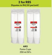 Aro 250ml Fomo Cups-For 2 x 50's Pack