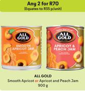 All Gold Smooth Apricot  Or Apricot And Peach Jam-For Any 2 x 900g