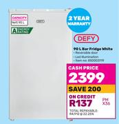 Defy 90L Bar Fridge White
