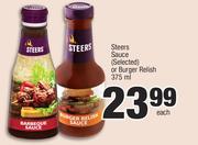 Steers Sauce (Selected) Or Burger Relish-375ml Each