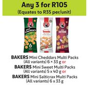 Bakers Mini Cheddars Multi Packs 6x33g Or Mini Sweet Multi Packs 5x40g Or Mini Salticrax 6x33g-For 3