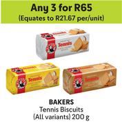 Bakers Tennis Biscuits-For 3 x 200g