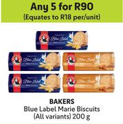 Bakers Blue Label Marie Biscuits-For 5 x 200g