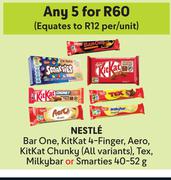 Nestle Barone,Kitkat 4 Finger,Aero,Kitkat,Tex,Milkybar Or Smarties-For 5 x 40g-52g