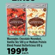 Wazoogles Chocolate Moodust,Vanilla Sky 500g Or Medium Protein Blend Peanut Butterlicious-610g Each