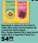 Happy Being Co. Gluten Free Choc Chip N.Y.C Cookies 380g, Gluten Free Choc Brownies 250g-Each