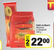 Fatti's & Moni's Macaroni Or Spaghetti-For Any 2 x 500g