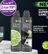 Dove Anti-Perspirant Deodorant Spray Assorted-150ml Each