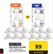 Lightworx LED GU10 3W WW-Per 6 Pack