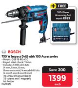 Bosch 750W Impact Drill With 100 Accessories 347695