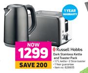 Russell Hobba Dark Stainless Steel Kettle & Toaster Pack