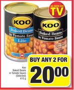 Koo Baked Beans In Tomato Sauce (Selected)-For Any 2 x 410g