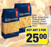 Austin Shells, Screws, Fusilli,Penne,Spaghetti,Macaroni,Chiffari,Elbow Or Mafaldine-For Any 2 x 500g