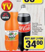 Coca Cola Zero, Light Or No Caffeine-For 2 x 2.25 Litre